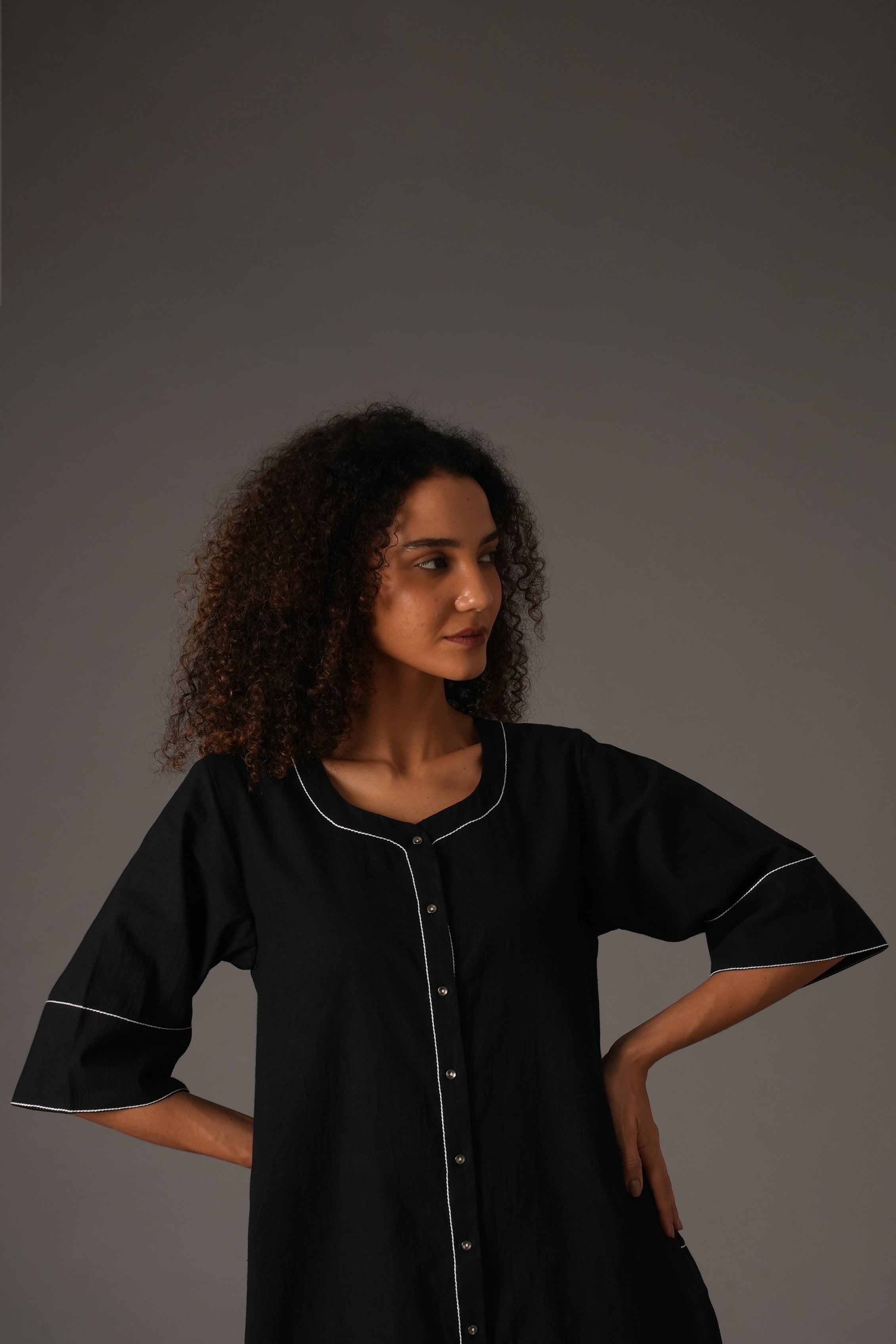 Black Embroidery Dress Co-ord
