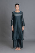 E-Mint Embroidery Dress with Embroidried Bottom