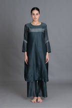 E-Mint Embroidery Dress with Embroidried Bottom