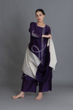 Purple Embroidered Dress Co-ord with Scraff