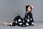 Black Floral Printed Dress Co-ord