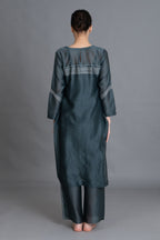 E-Mint Embroidery Dress with Embroidried Bottom
