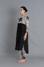 Black Textured Print Dress Co-ord