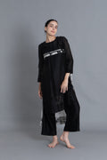 Black Textured Pleated Dress Co-ord