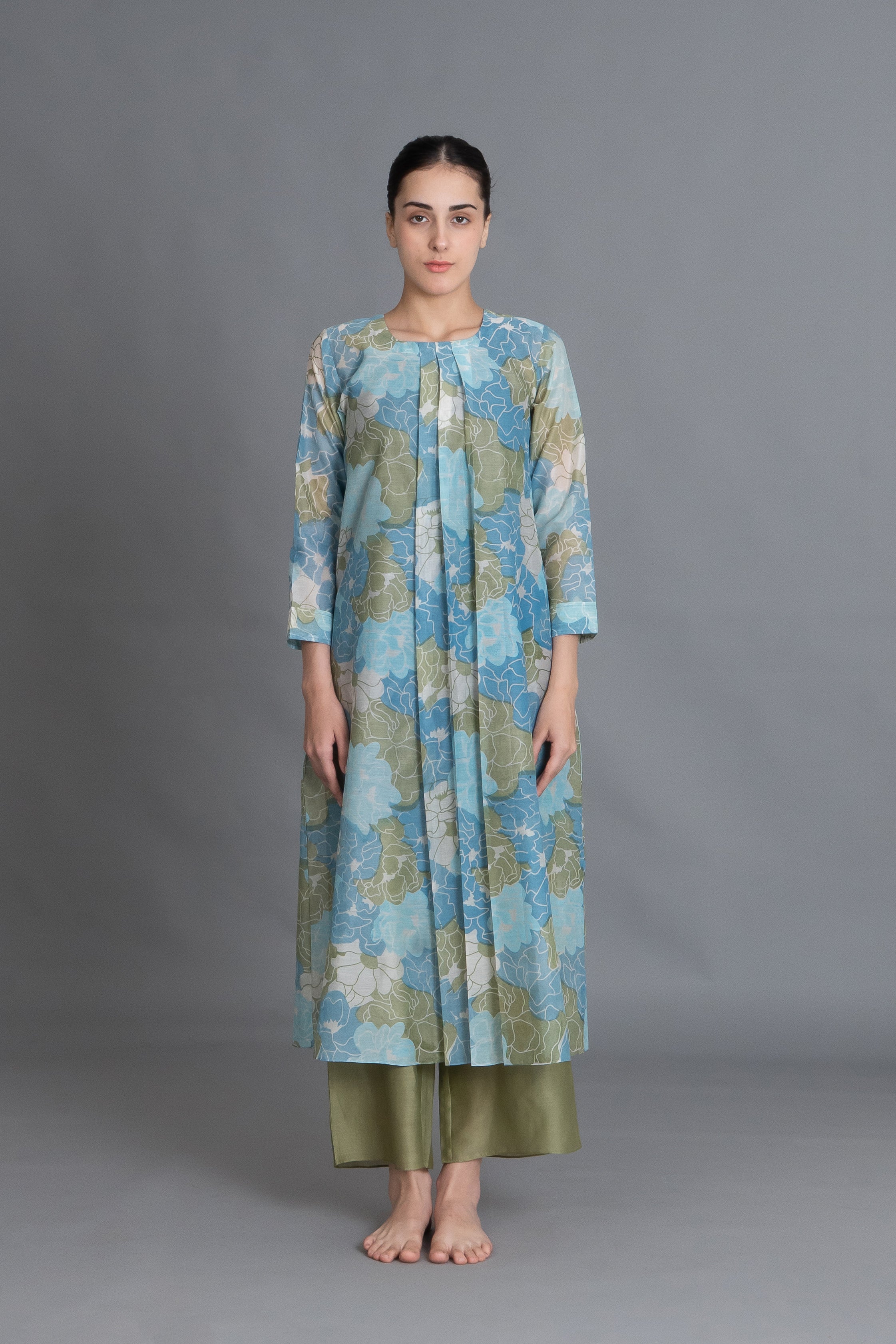 Ocean Blue Floral Print Dress Co-ord