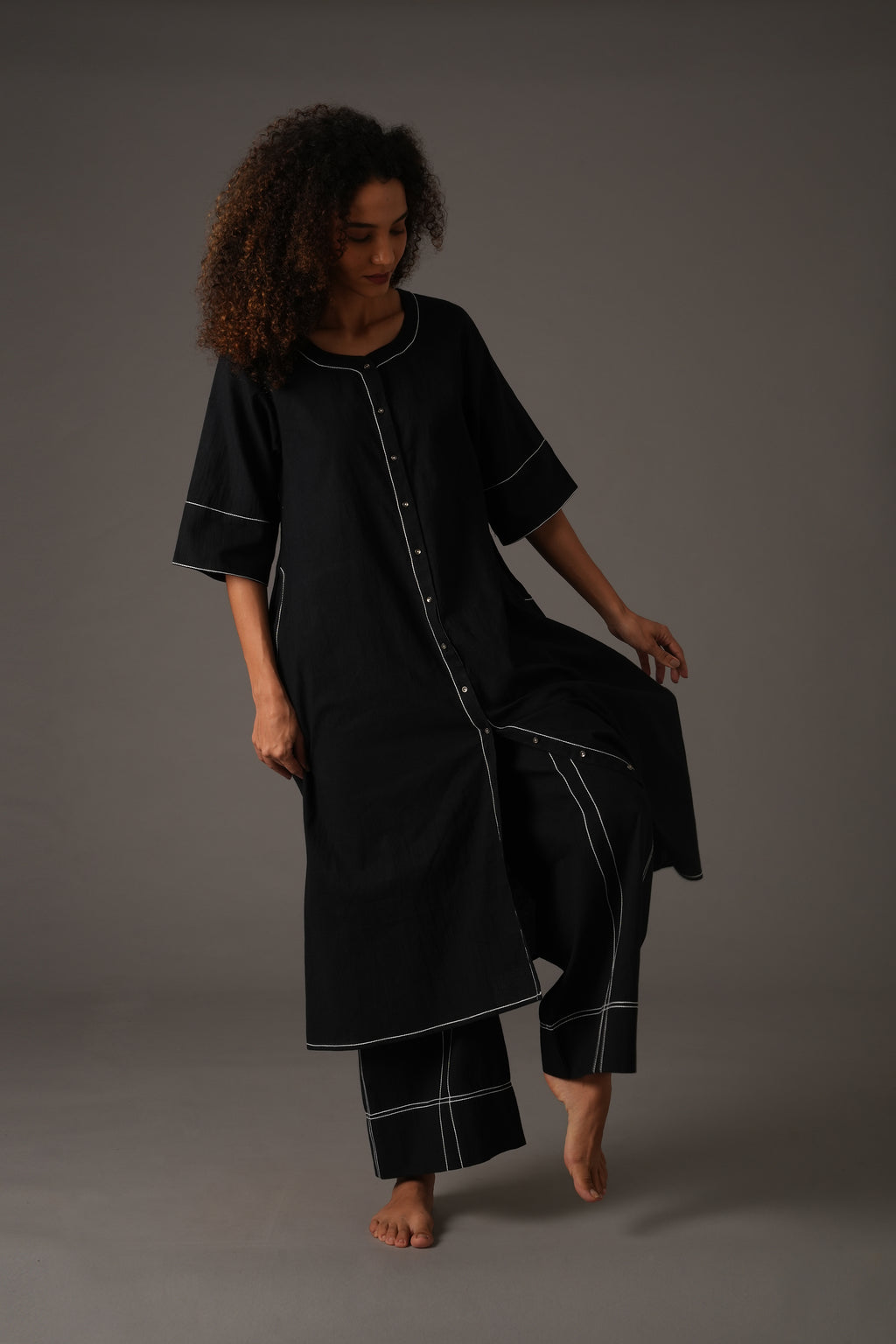 Black Embroidery Dress Co-ord