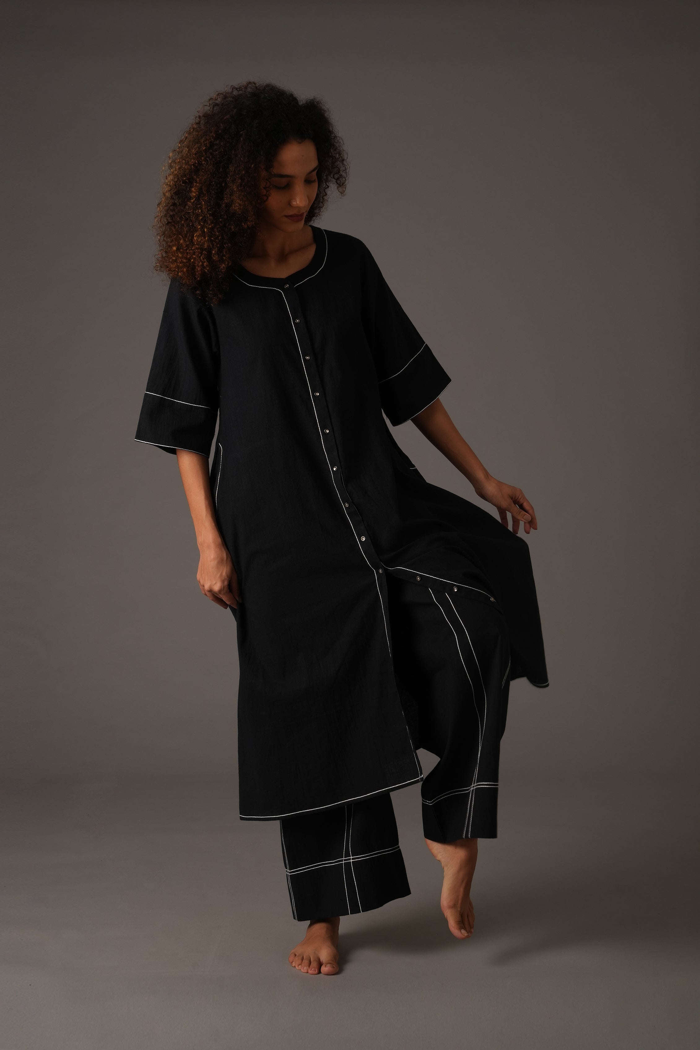 Black Embroidery Dress Co-ord