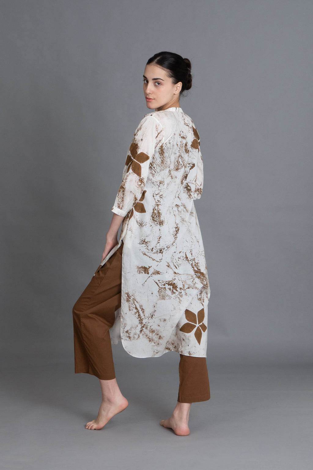 Earthy Brown Print Dress Co-ord
