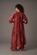 Texcher Print Gather's collar Dress with Pant & Scarff