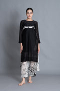 Black Textured Pleated Dress Co-ord