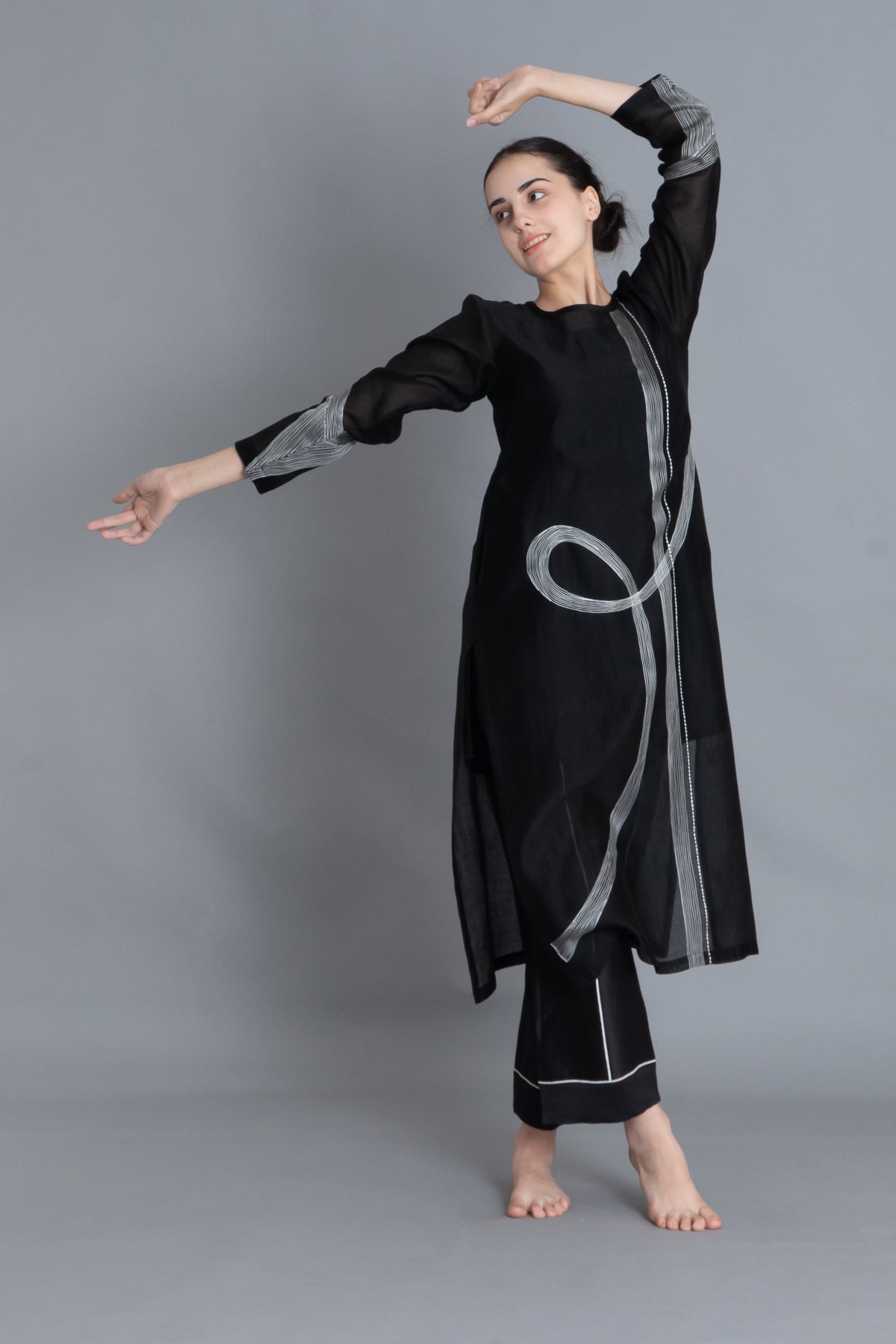 Khat Pantone Embroidered Dress Co-ord with Scraff