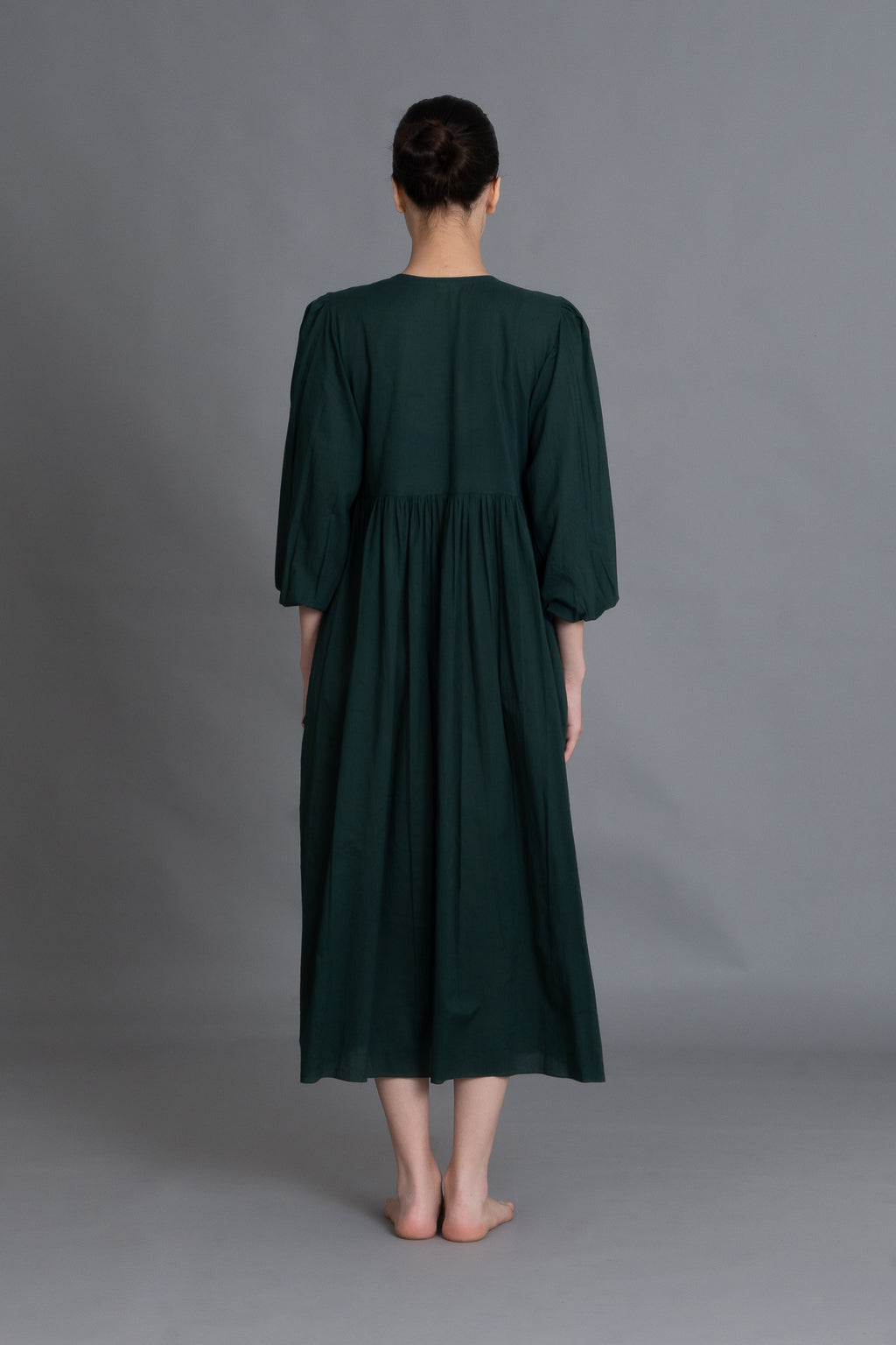 Forest Green Hand-Smocked Dress
