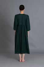 Forest Green Hand-Smocked Dress