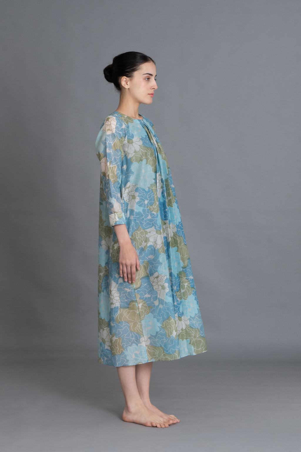 Ocean Blue Floral Print Dress