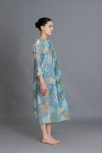 Ocean Blue Floral Print Dress