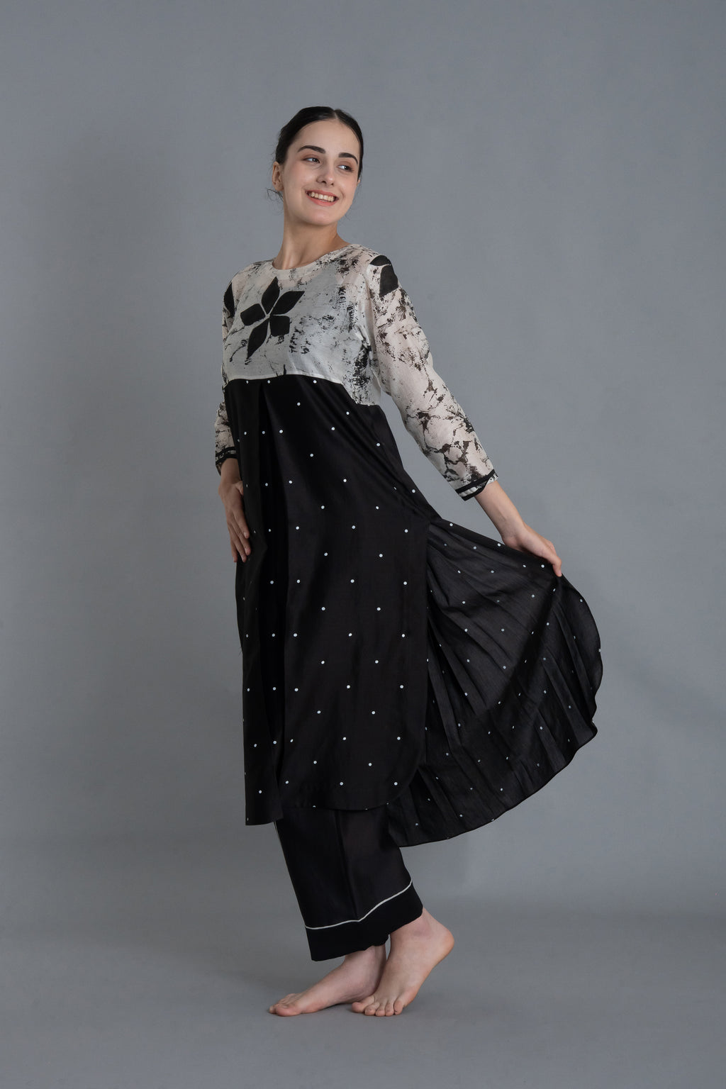 E-Mint Embroidery Dress Co-ord with Scraff