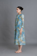 Ocean Blue Floral Print Dress