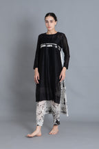 Black Textured Pleated Dress Co-ord