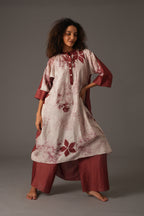 Texcher Print Gather's collar Dress with Pant