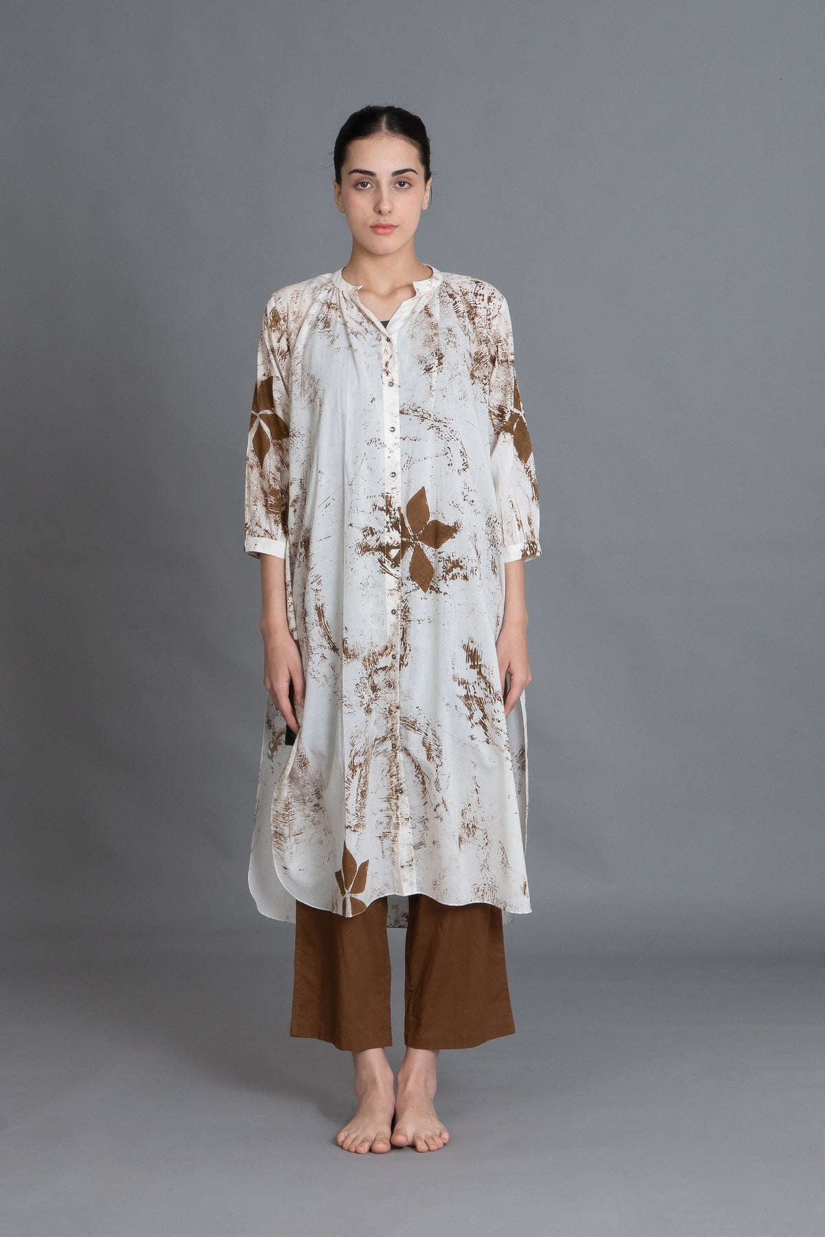 Earthy Brown Print Dress Co-ord