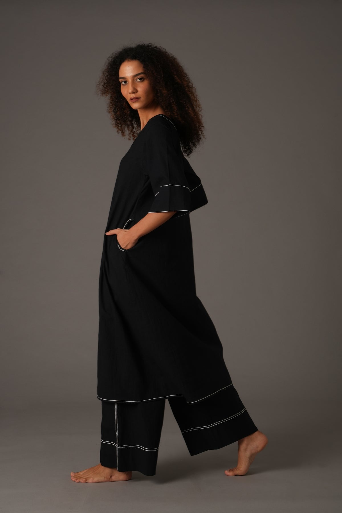 Black Embroidery Dress Co-ord