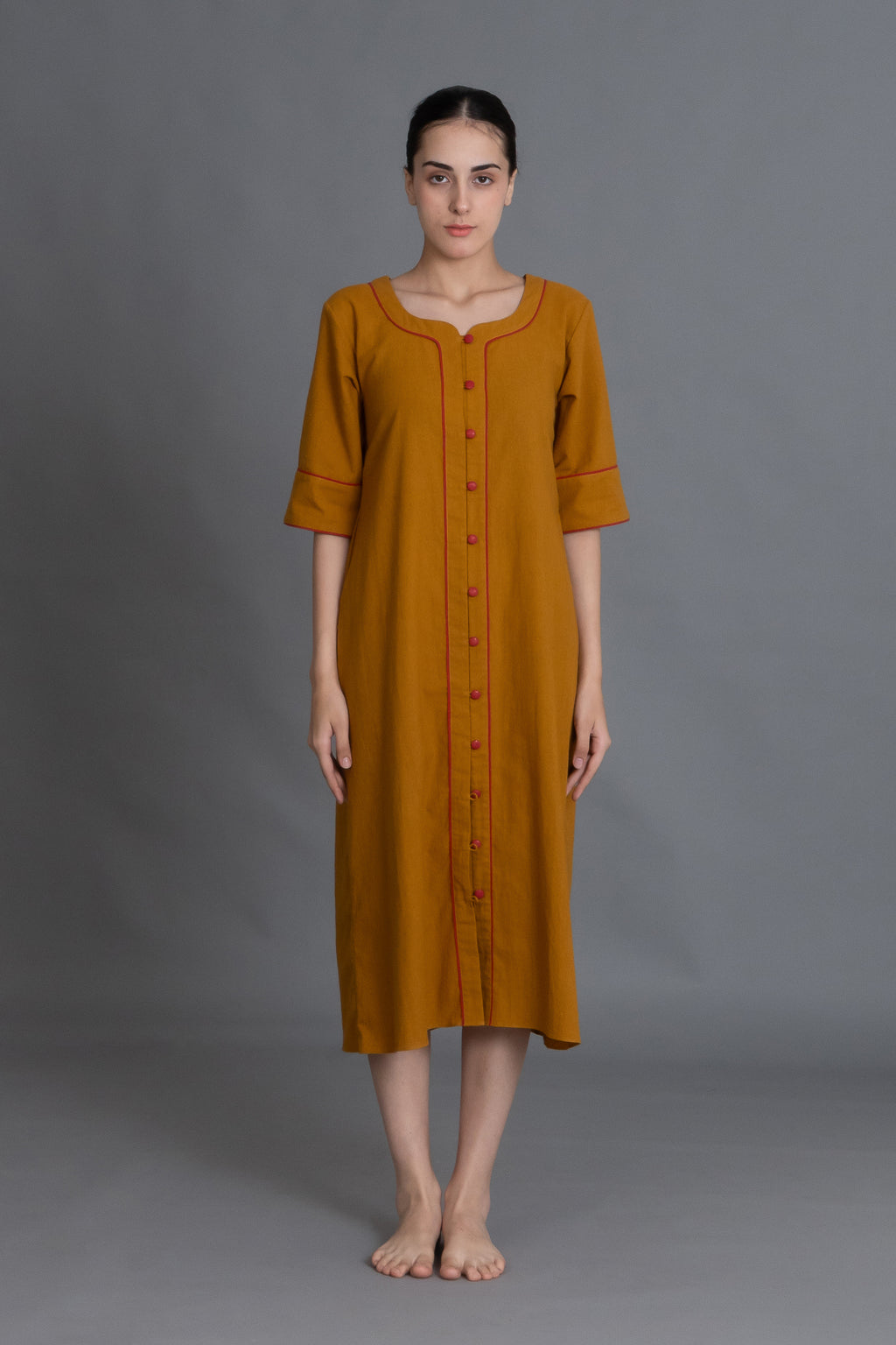 Mustered Round Neck Dress