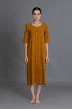 Mustered Round Neck Dress