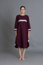 Maroon Polka Pleated Back Dress
