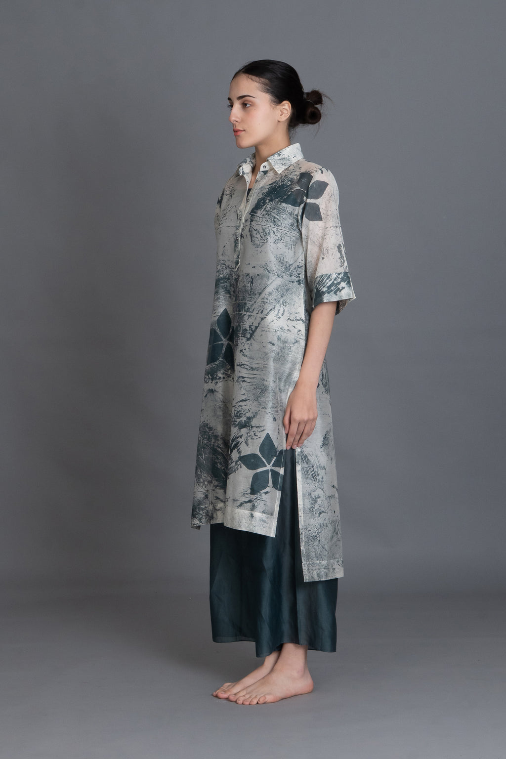 Mint Texture Long Shirt Co-ord