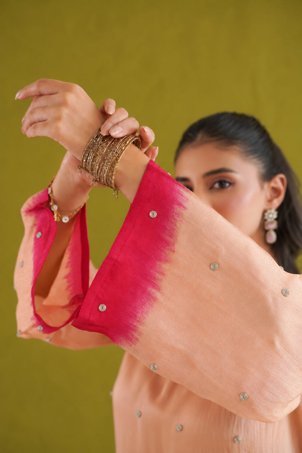 Red Ombre Embroidered Suit Set