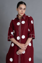 Crimson Embroidered Polka Shirt