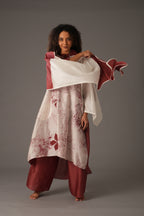 Texcher Print Gather's collar Dress with Pant & Scarff