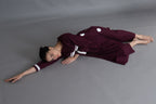Maroon Polka Pleated Back Dress Co-ord