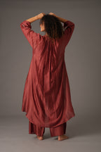 Texcher Print Gather's collar Dress with Pant