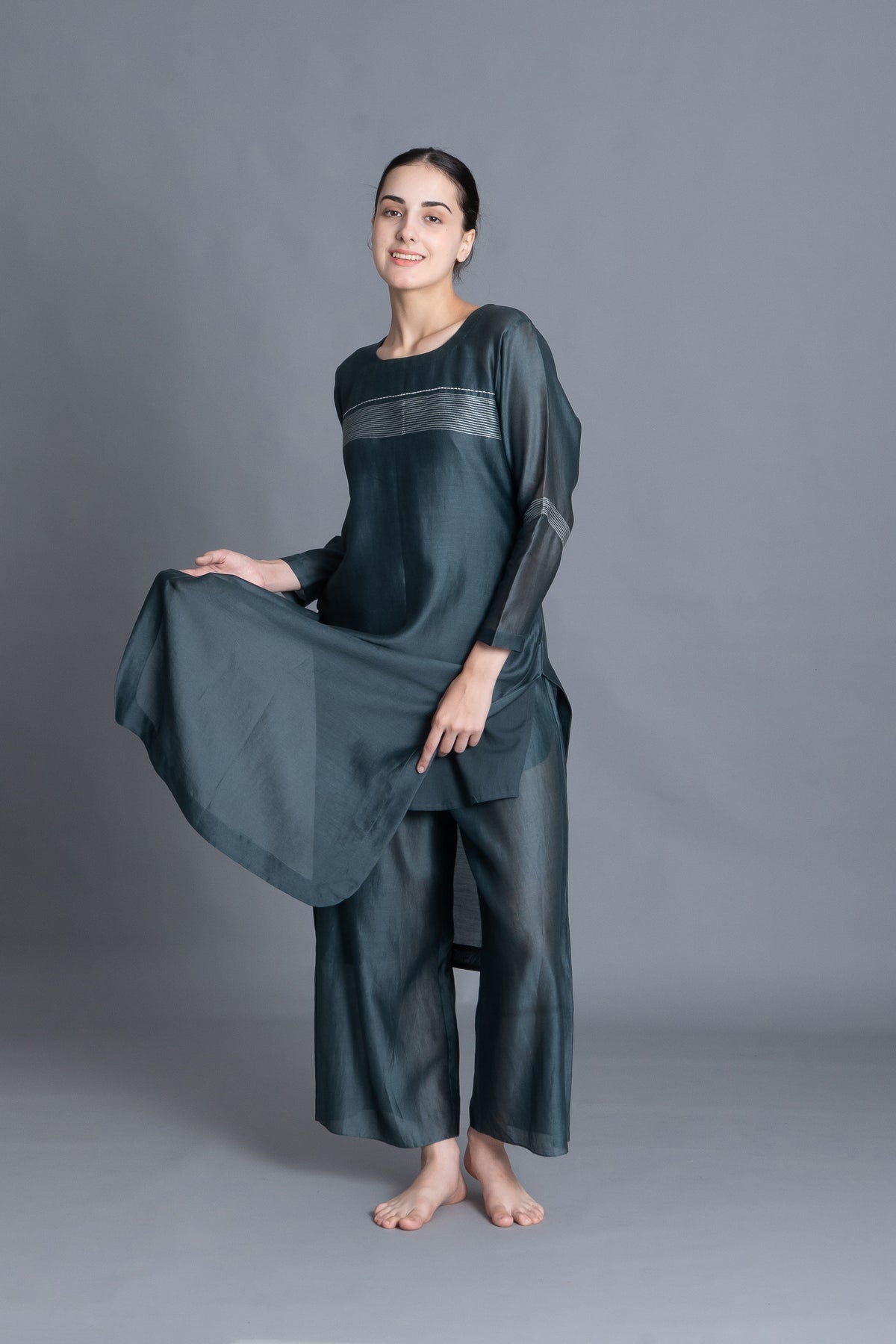 E-Mint Embroidery Dress Co-ord