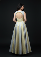 Two Tone Brocade Anarkali Gown with Dupatta