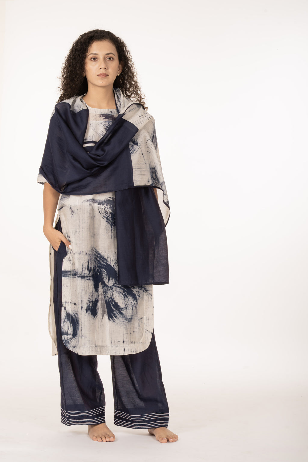 Indigo Bloom Kurta Set Co-ord