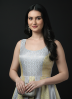 Two Tone Brocade Anarkali Gown with Dupatta
