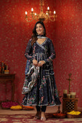 Blue Angrakha Georgette Anarkali Suit Set With Gota Work