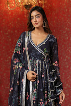 Blue Angrakha Georgette Anarkali Suit Set With Gota Work