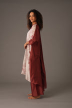 Texcher Print Gather's collar Dress with Pant