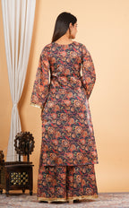 Brown Printed Kaftan Style Salwar Suit
