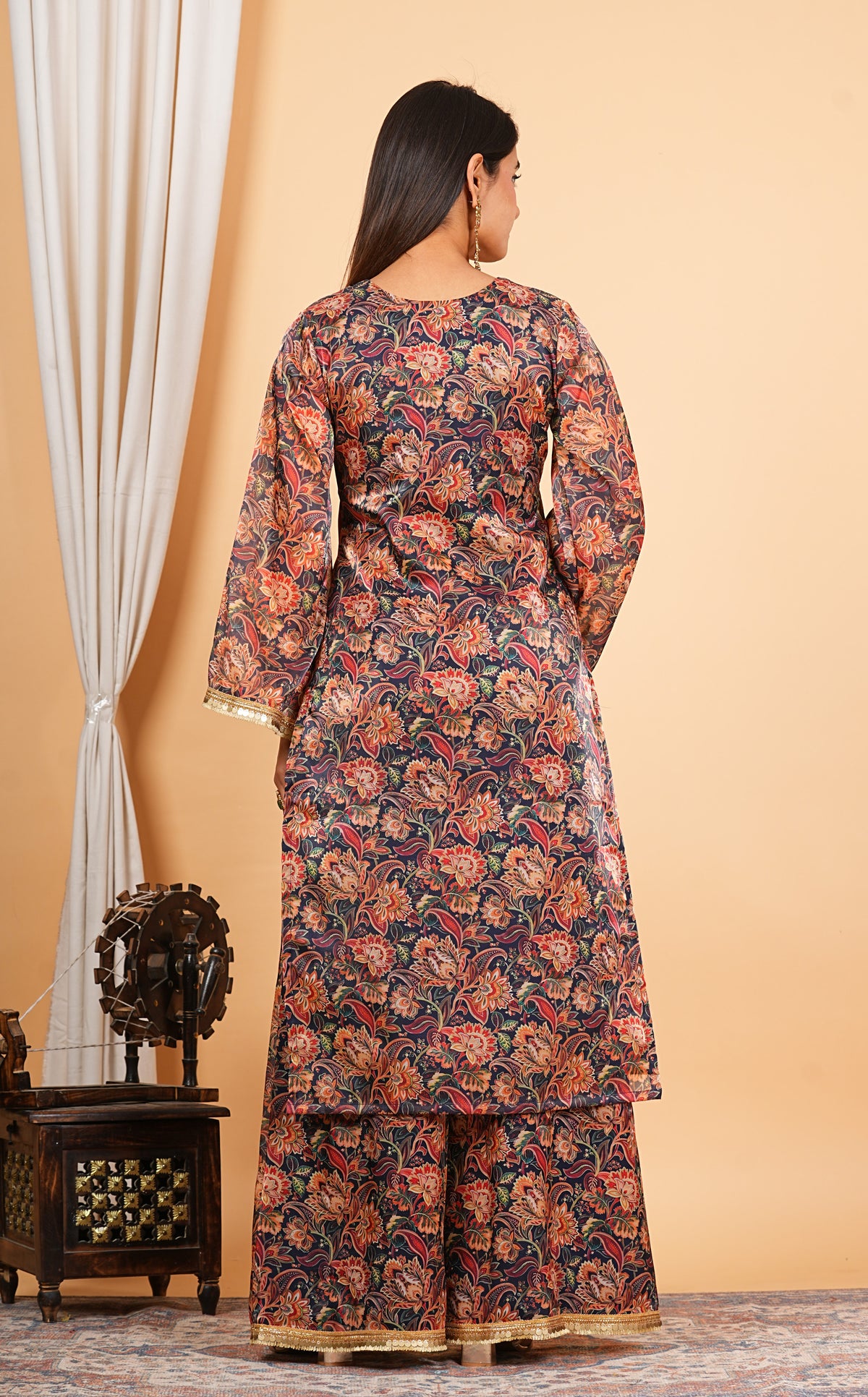 Brown Printed Kaftan Style Salwar Suit