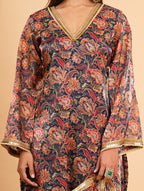 Brown Printed Kaftan Style Salwar Suit