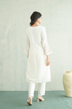 White Rose Embroidered Tunic Set