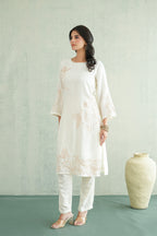 White Rose Embroidered Tunic Set