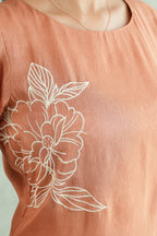 Peach Rose Embroidered Tunic Set