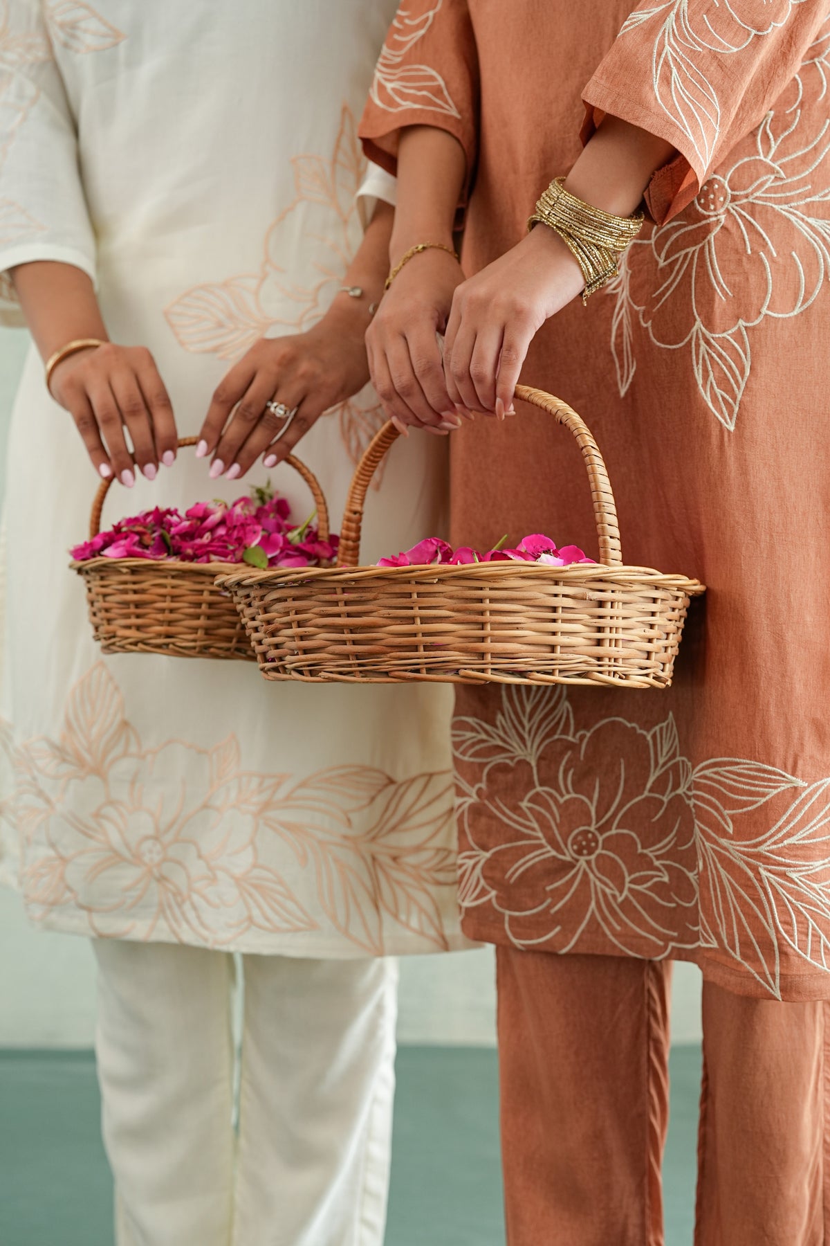 White Rose Embroidered Tunic Set