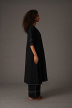 Black Embroidery Dress Co-ord