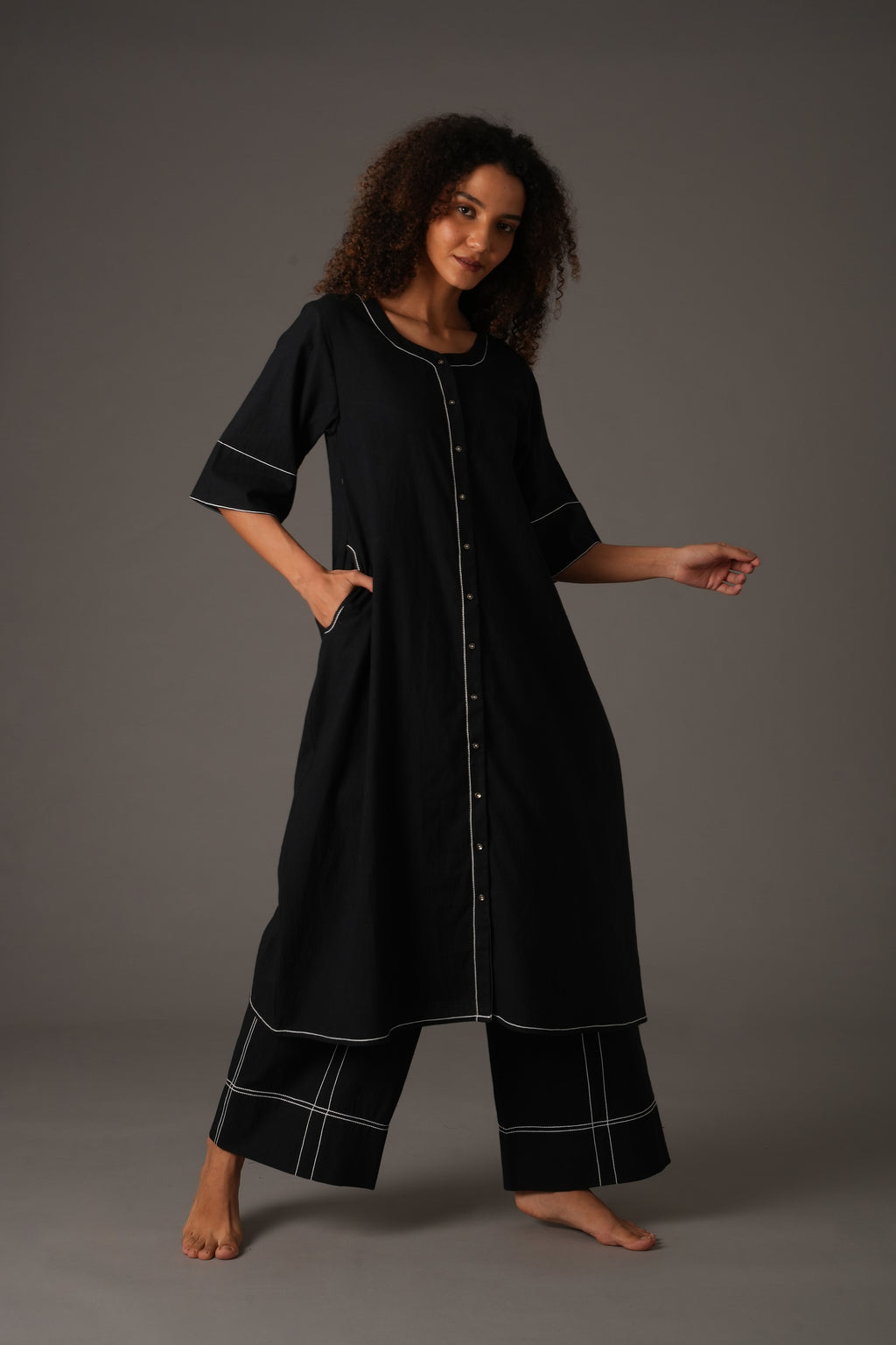 Black Embroidery Dress Co-ord